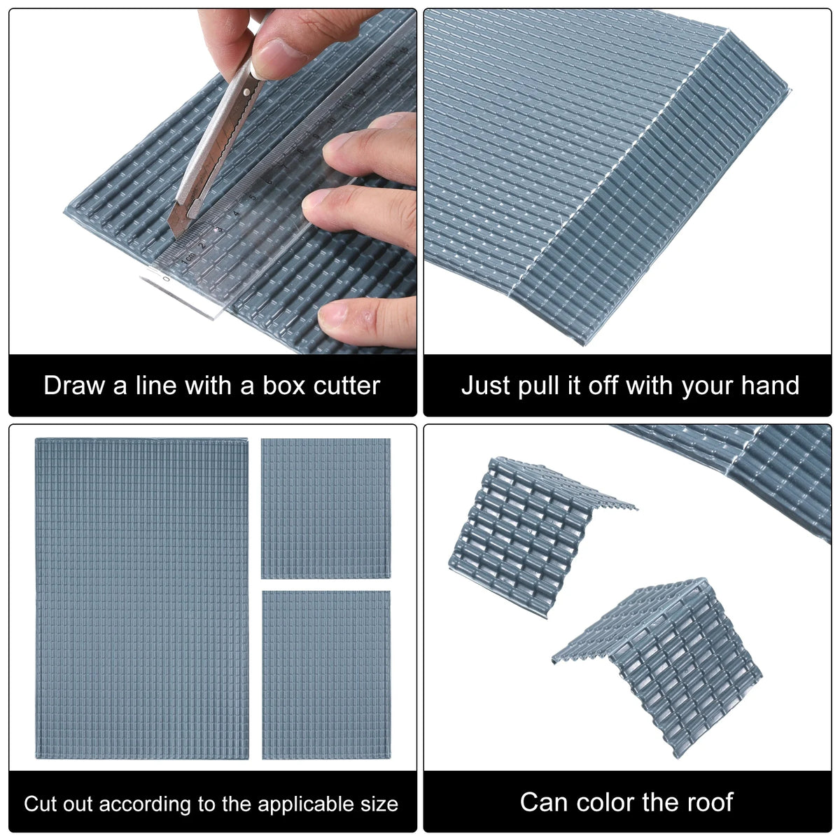 Dark Grey PVC Miniature Roof Tiles Pack of 10 V39861