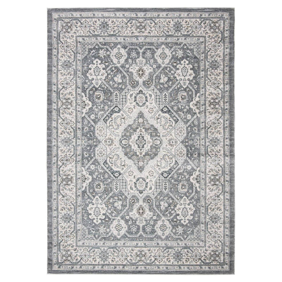 Grey Cream 9' x 12' Oriental Rug C401681