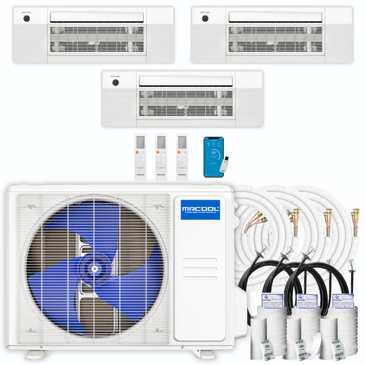 36,000 BTU 3 Zone Ceiling Cassette Ductless Air Conditioner and Heat Pump H870503