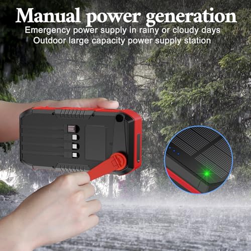 Solar Power Bank 66800mAh Hand Crank 4 Cables 22.5W Fast Charge Black D829