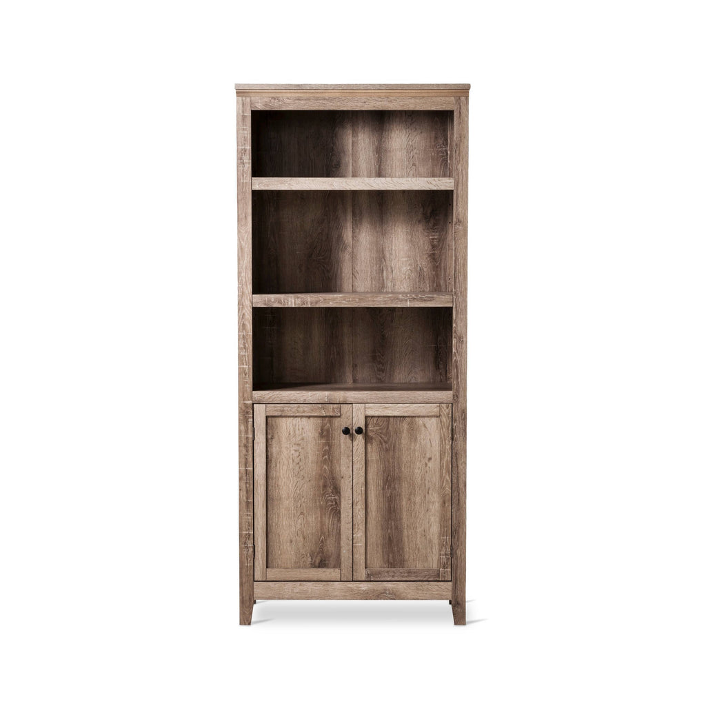 Rustic 5-Shelf Bookcase with Storage V850776