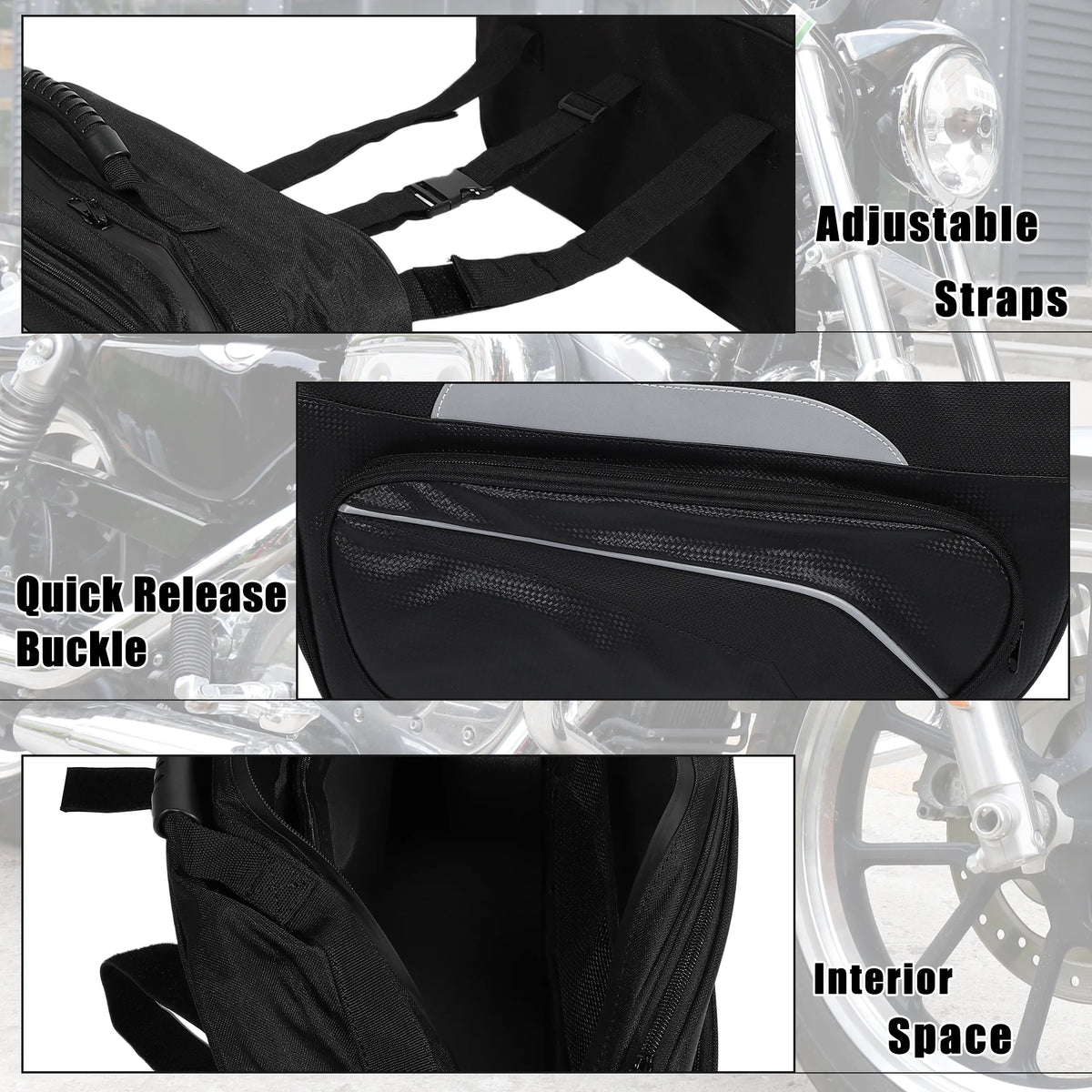 Black Motorbike Saddlebag Luggage Bag R891