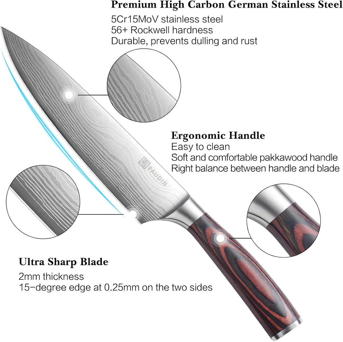 3 Pieces German High Carbon Stainless Steel Knife Set Q563