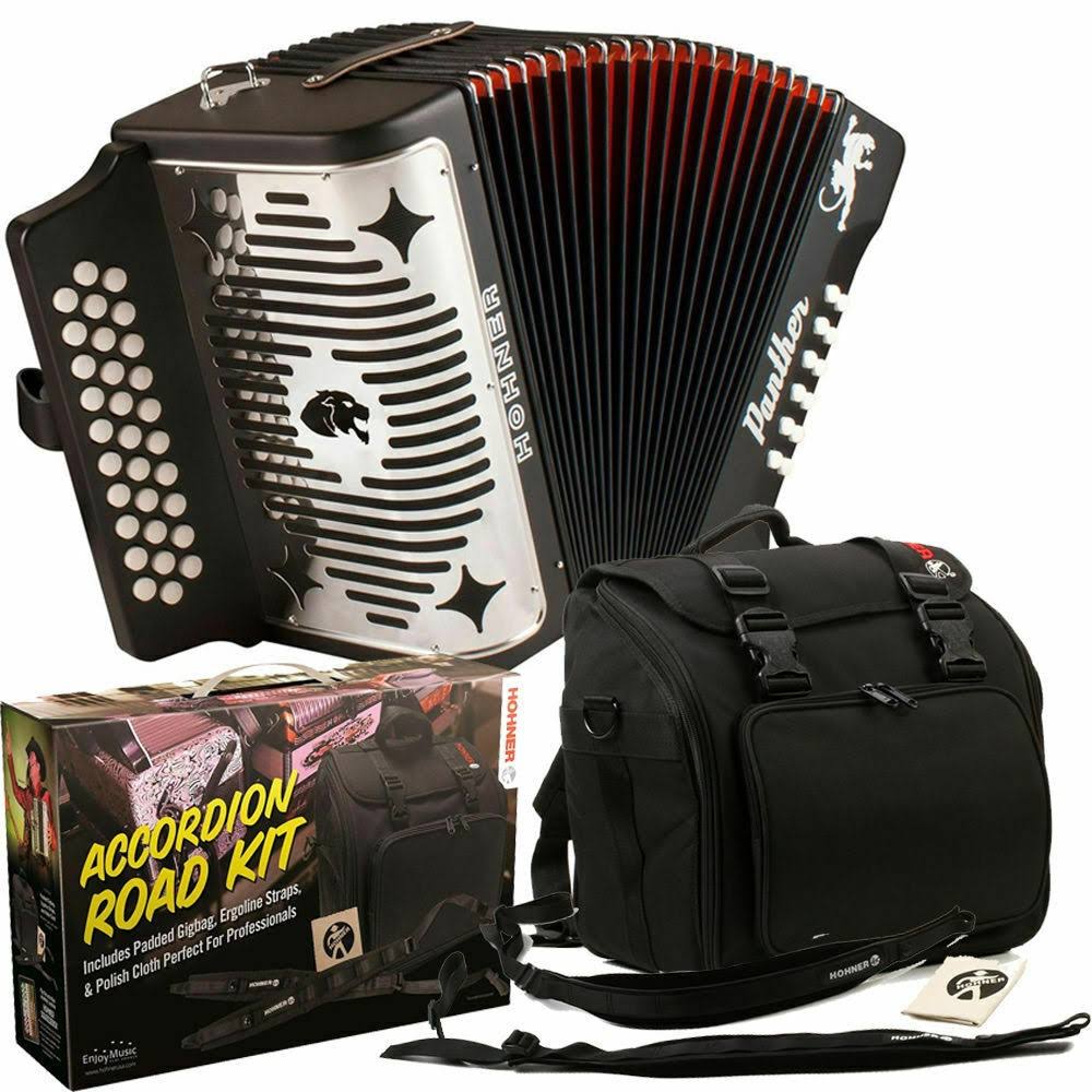 Black Diatonic Button Accordion with Gig Bag N8485