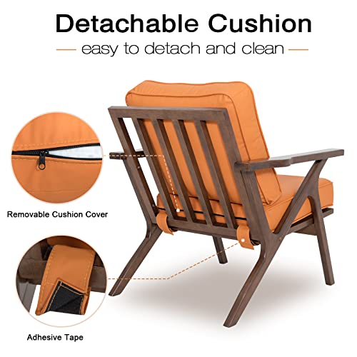 Brown Leather Upholstered Armchair with Wood Frame O12697