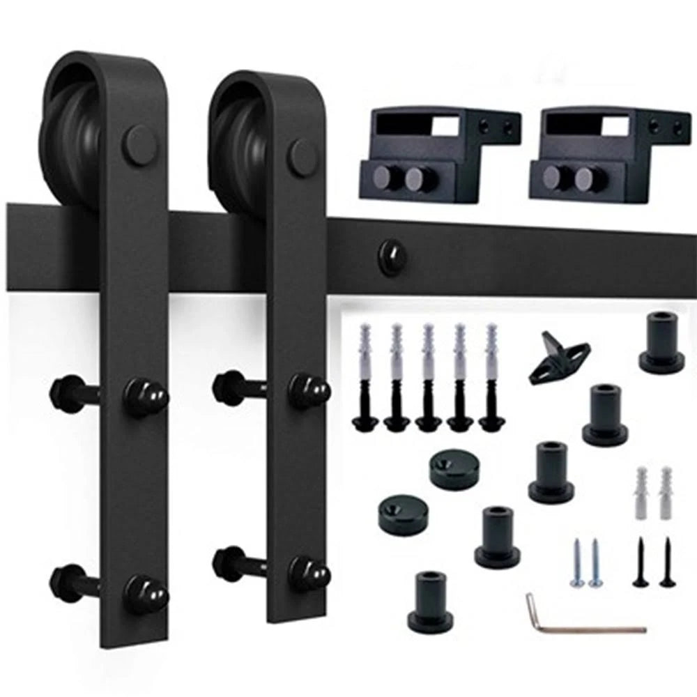 Paneled Wood Barn Door with Installation Hardware Kit E375065