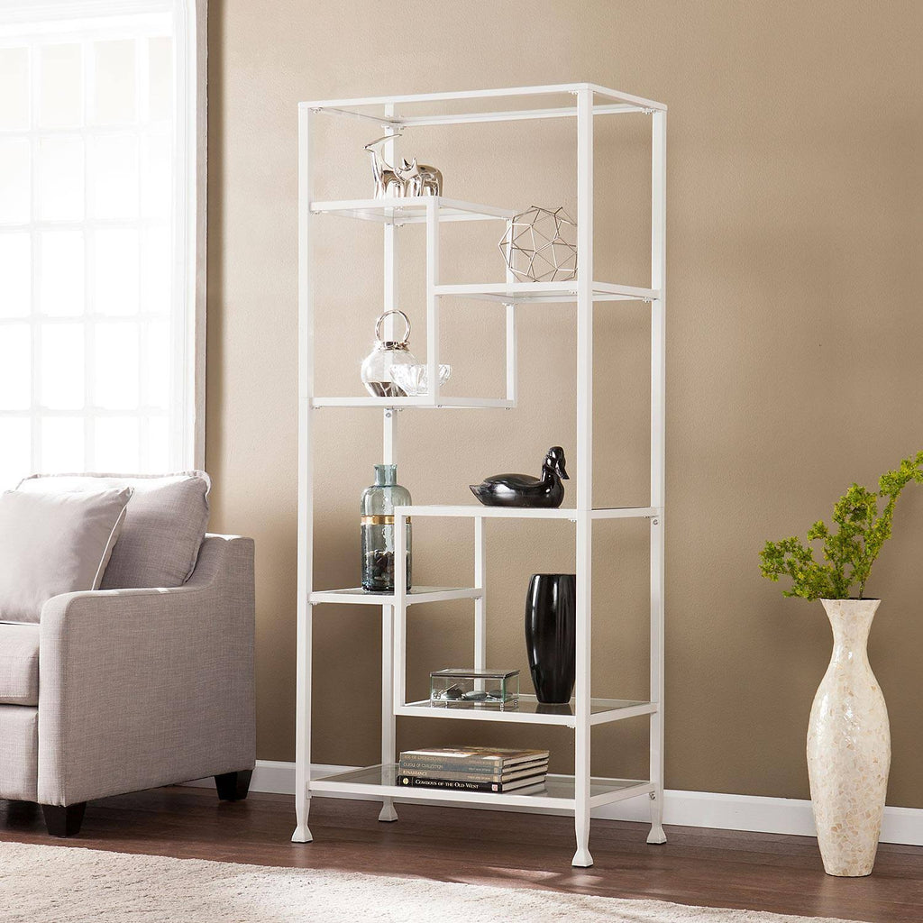 White Asymmetrical Bookcase Q6620