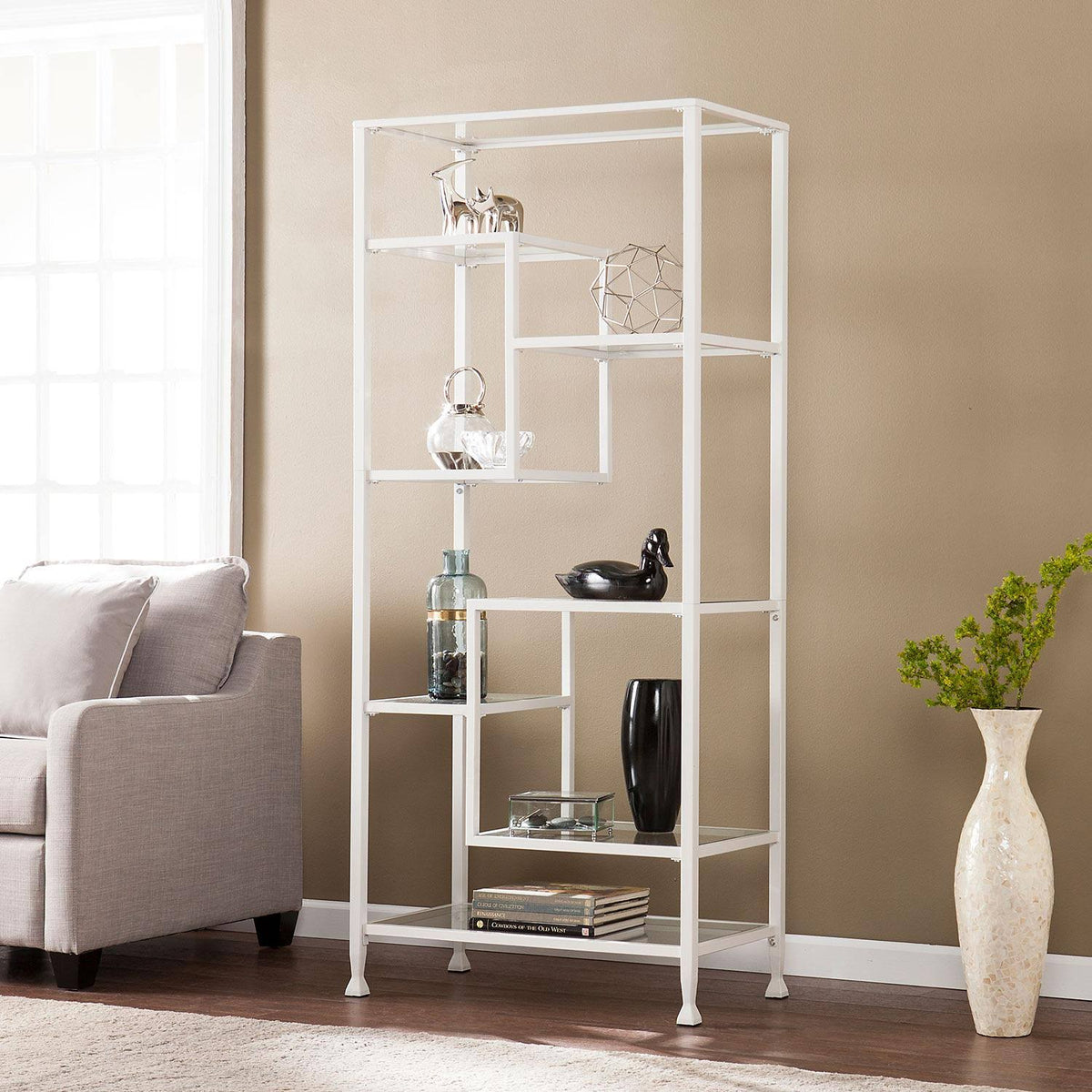 White Asymmetrical Bookcase Q6620