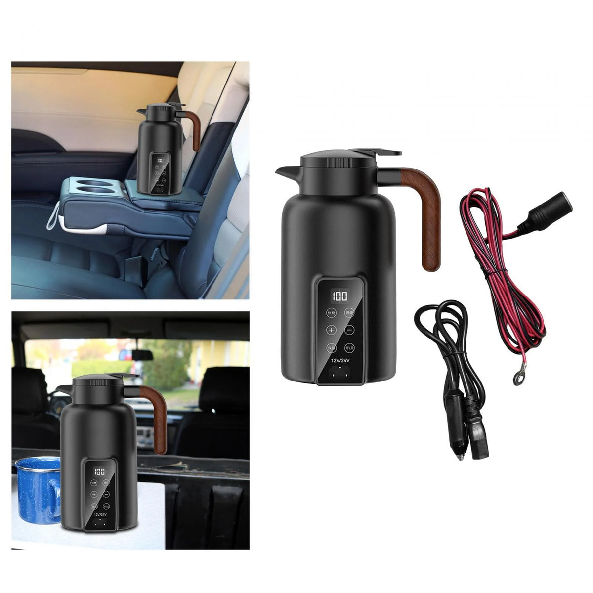 Car Heating Cup Electric Kettle Black Q92327