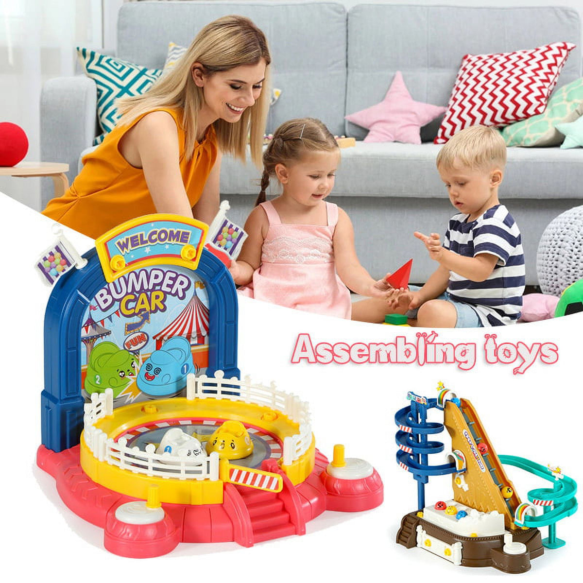 Amusement Park Building Blocks Toys DIY Gear Ferris Wheel Roller Coaster Assembling Puzzle Toys D7137