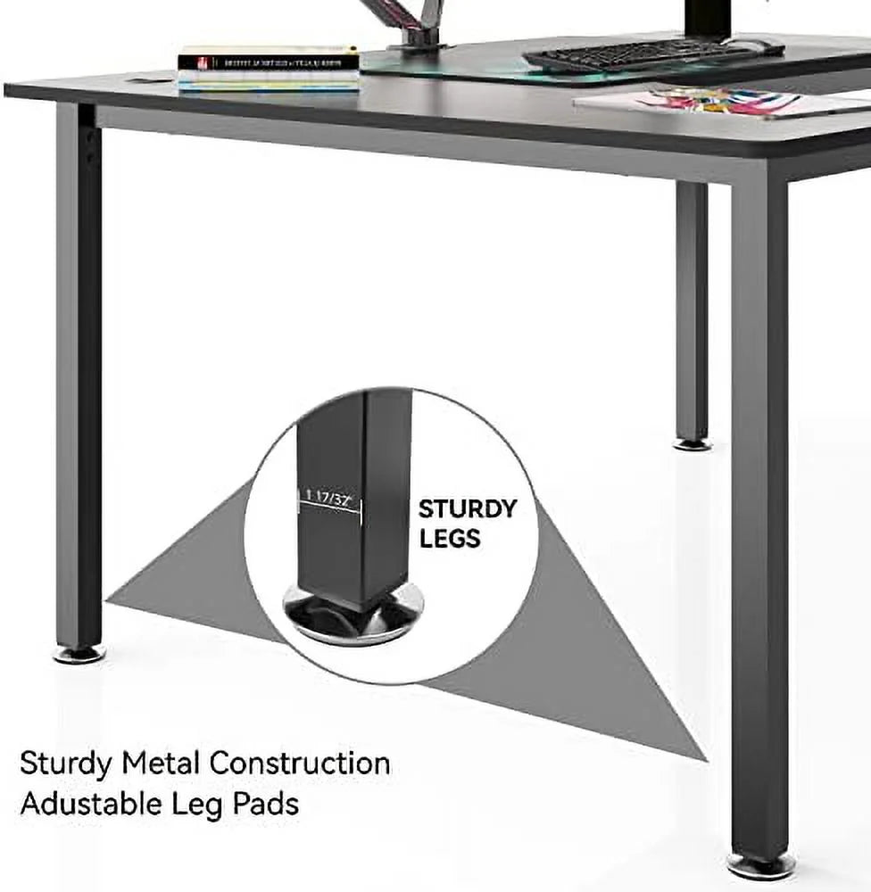 61 Inch L Shape Computer Corner Desk with Mouse Pad Brown C195