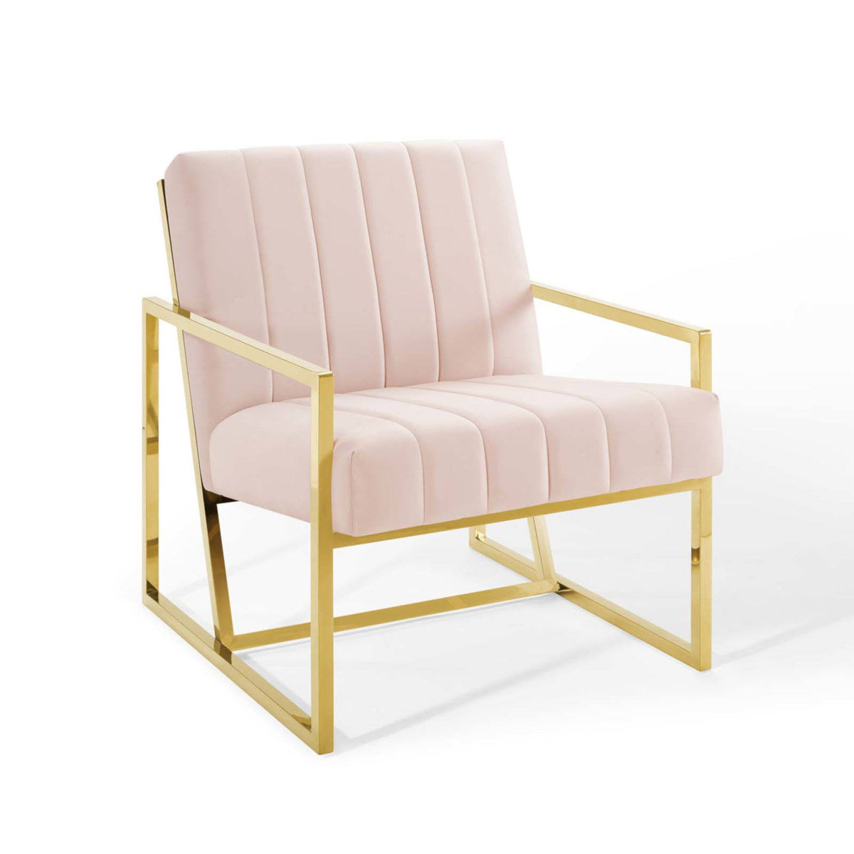 Pink Tufted Performance Velvet Armchair D710