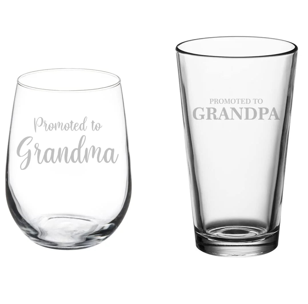 Set of 2 Stemless Wine & Beer Pint Glasses V53474