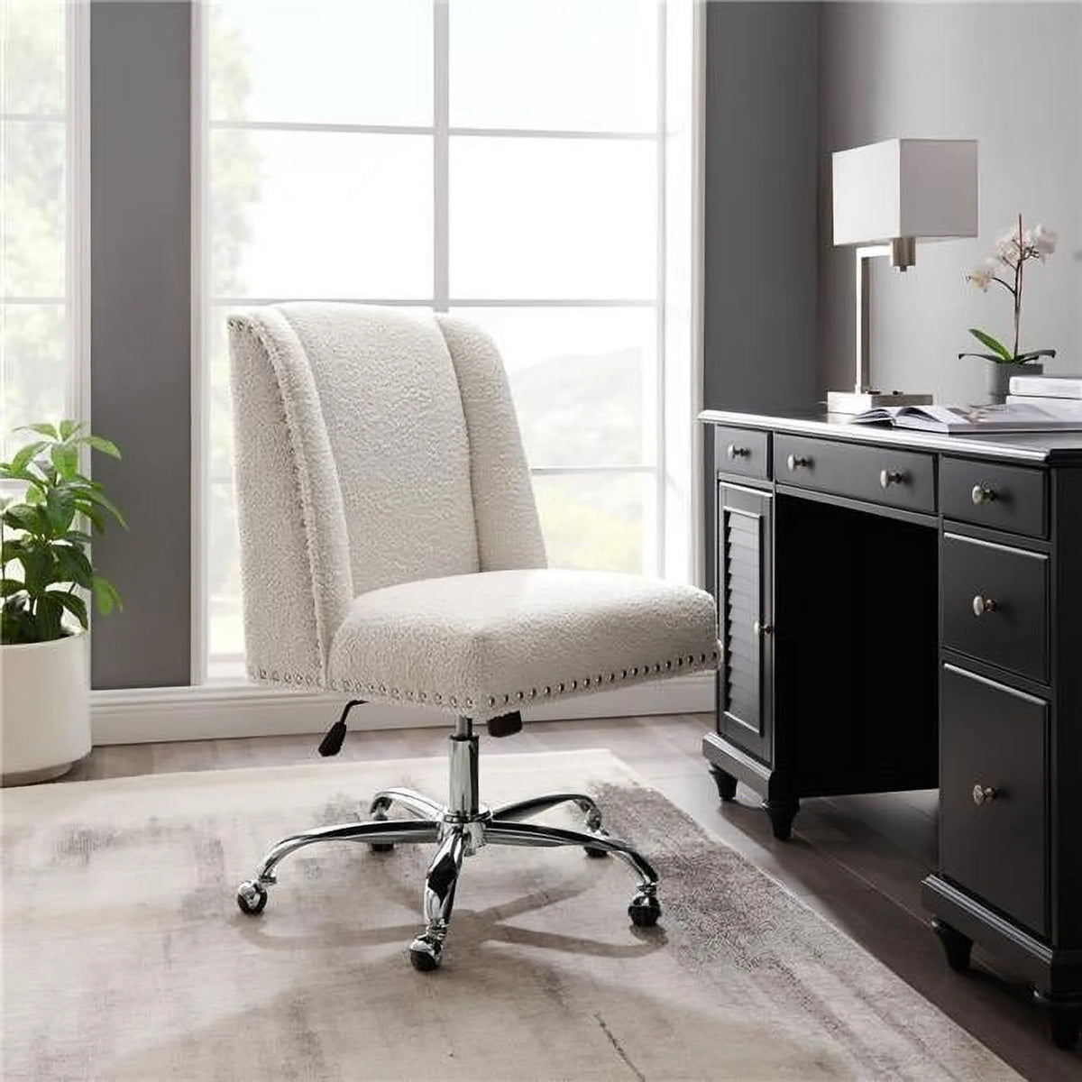 Sherpa Upholstered Swivel Office Chair O195396