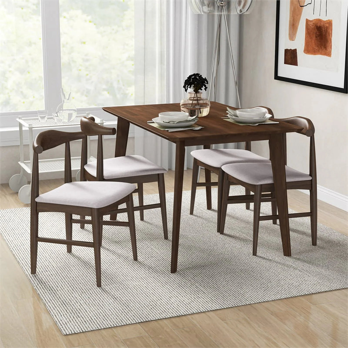 Solid Wood Walnut Rectangular Dining Table N80468