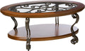 Oval Coffee Table with Glass Top and 1 Shelf Y81882