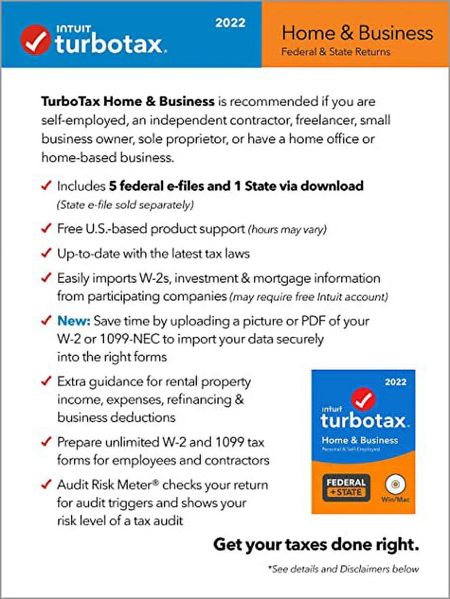 TurboTax Home & Business 2022 Physical Disk I951