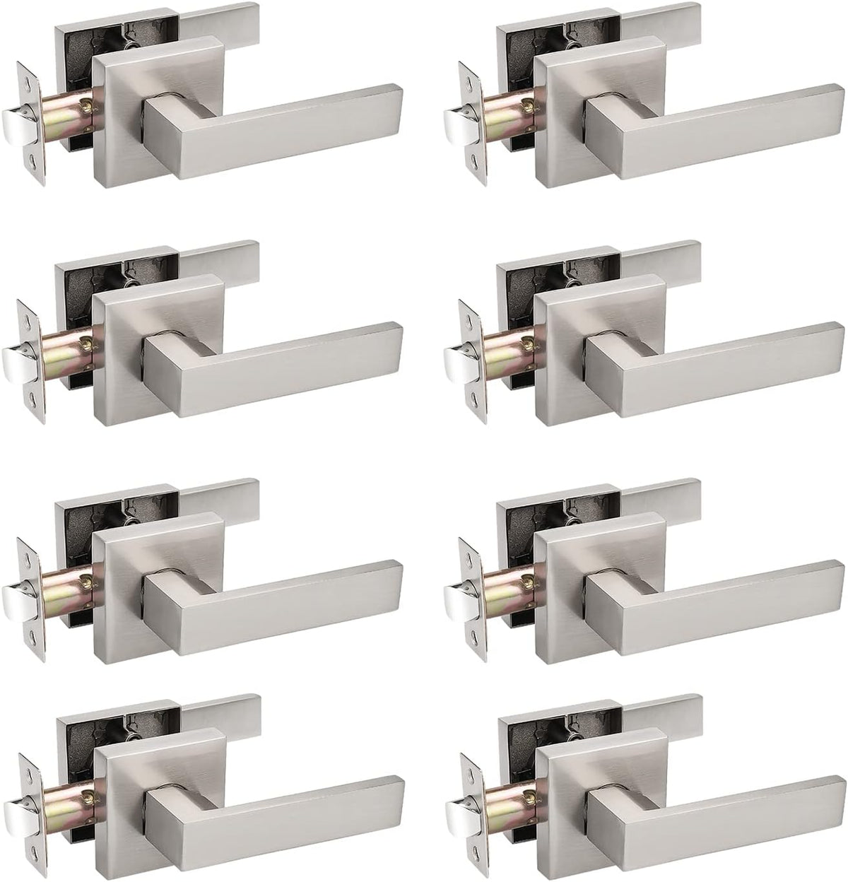 Pack of 10 Square Non-Turning Door Lever with Satin Nickel Finish O287235