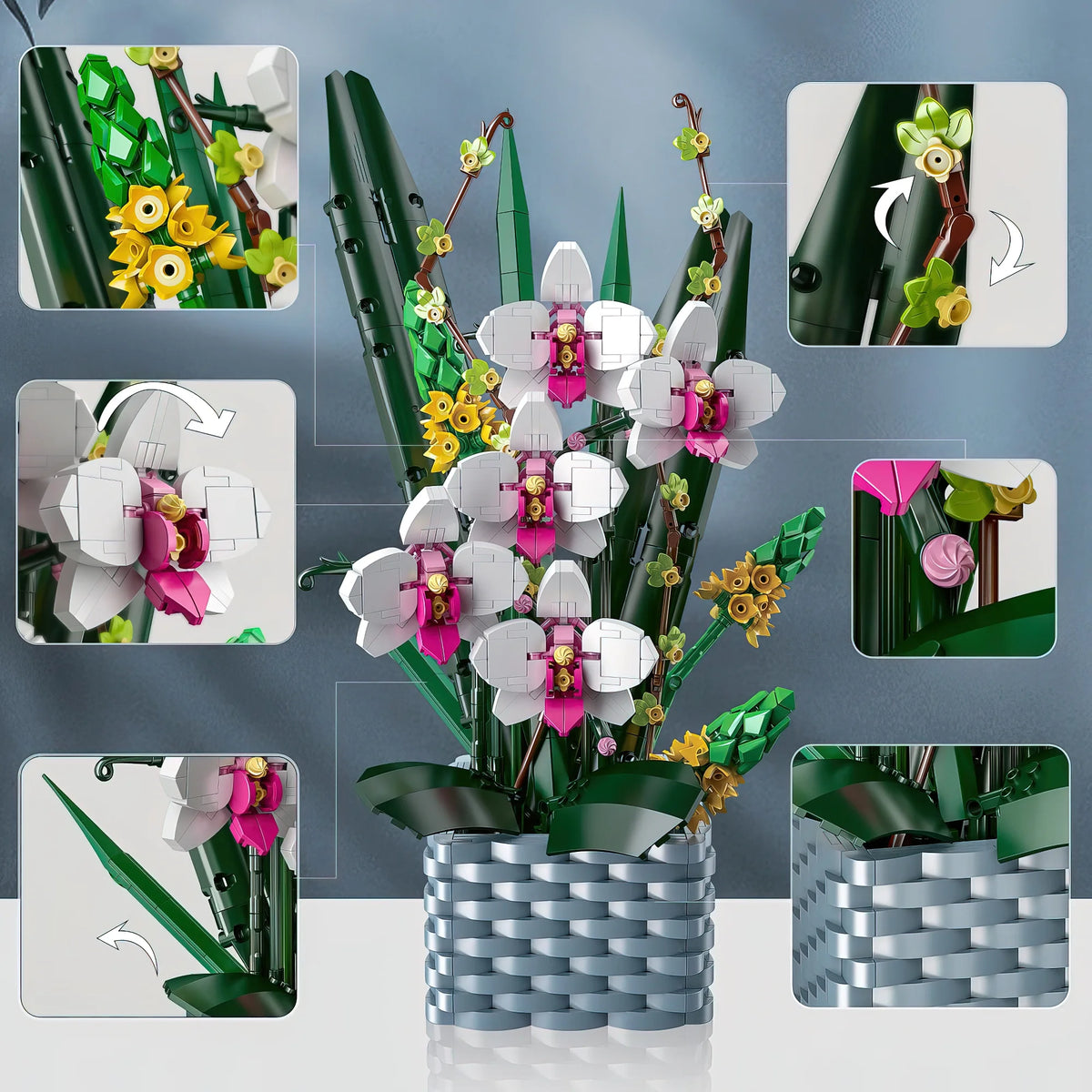 Orchid Flower Basket Building Block Set 1158PCS Z50315