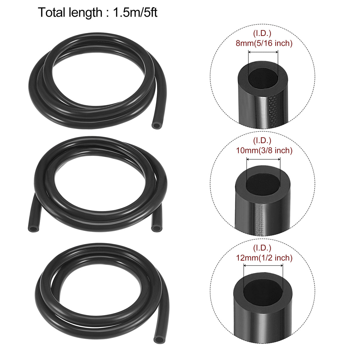 Vacuum Silicone Tubing Hose 5ft Black High Temperature P414462