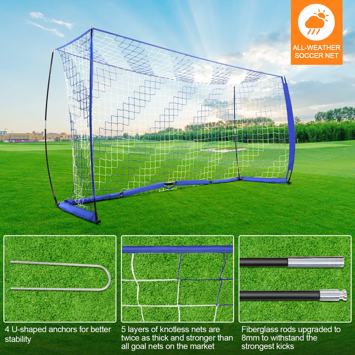 12 x 6 ft Portable Soccer Goal with Carry Bag O76452