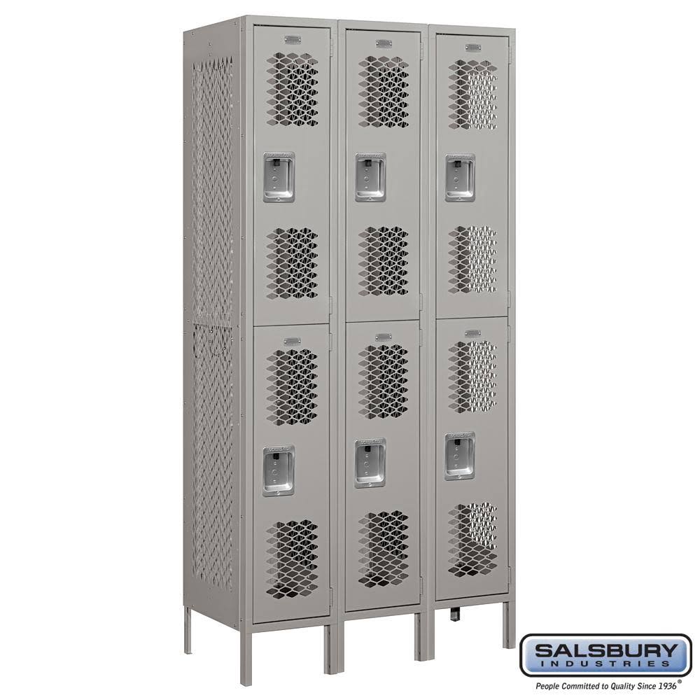 Gray 12x22 Wide Double Tier Vented Metal Locker R46027