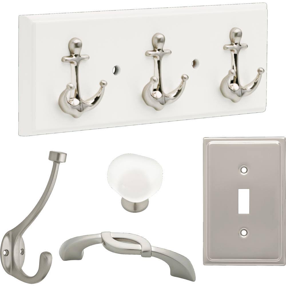 Satin Nickel and Natural Aqua Sea Glass Cabinet Knob (25-Pack) F89278