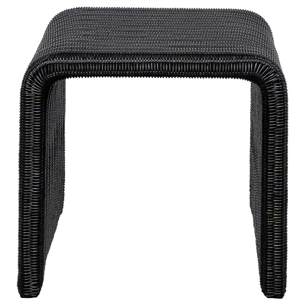 Black Woven Rattan Square End Table Q60109