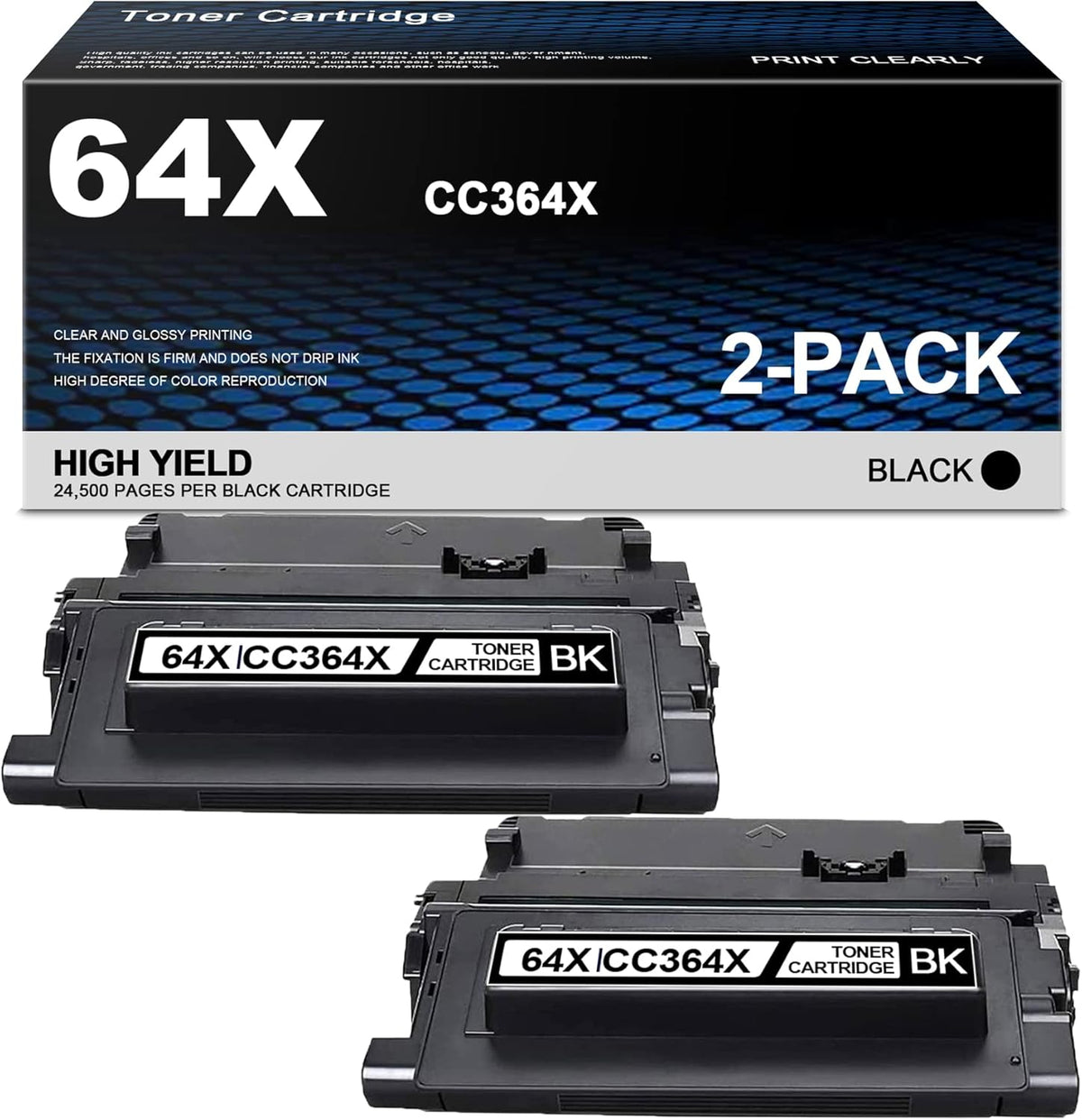 2 Pack Black CC364X Toner Cartridge for HP P4014 P4015 P4515 Printer A619333