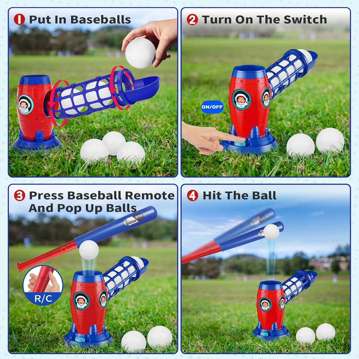 Baseball Pitching Machine Set with Remote Control Bat and 5 Balls P271