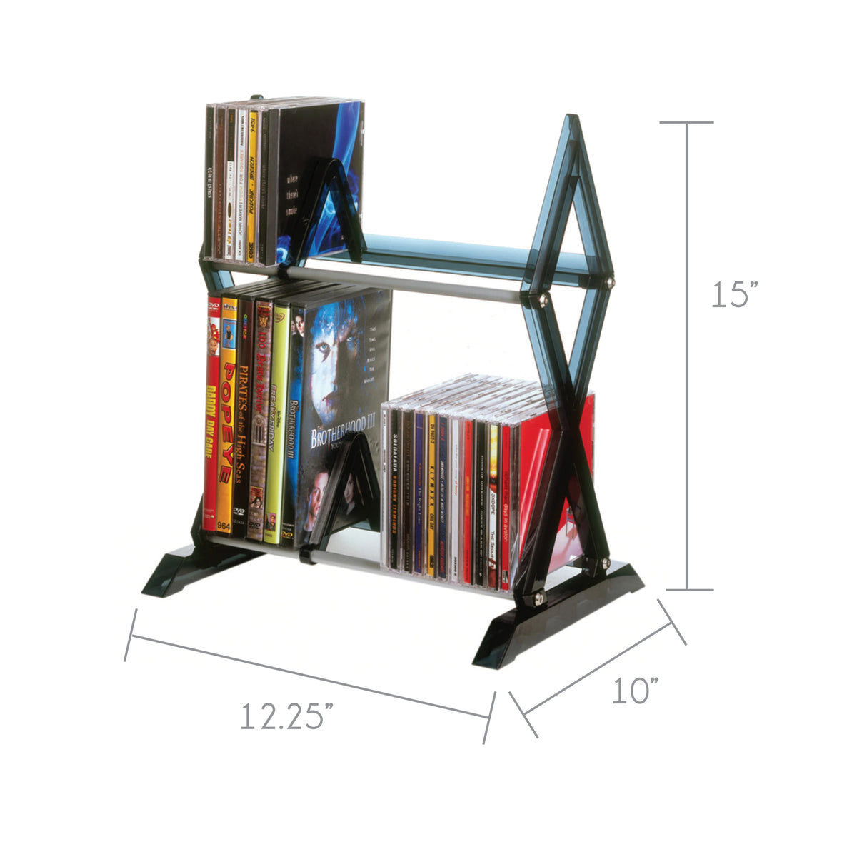 2-tier Media Rack with Movable Dividers N351