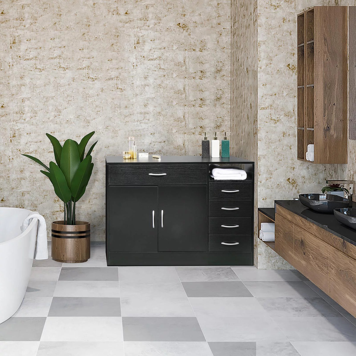 5 Drawer Black Storage Cabinet P495776