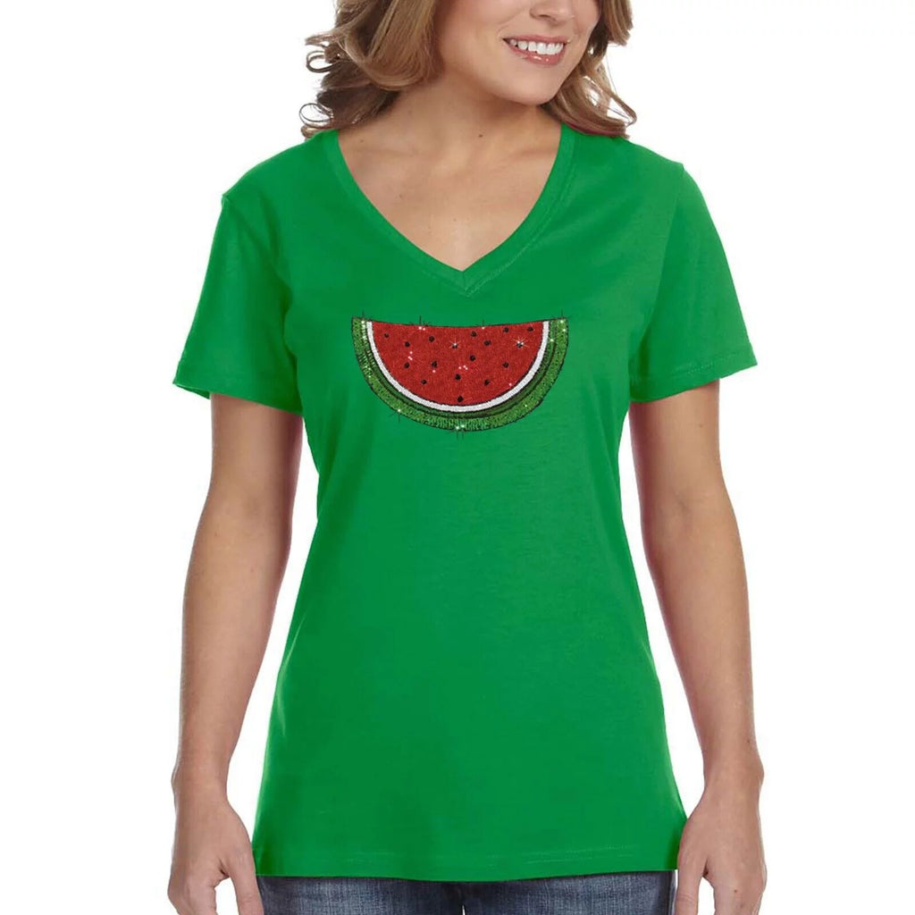 Women's Sequin VNeck T-Shirt O674
