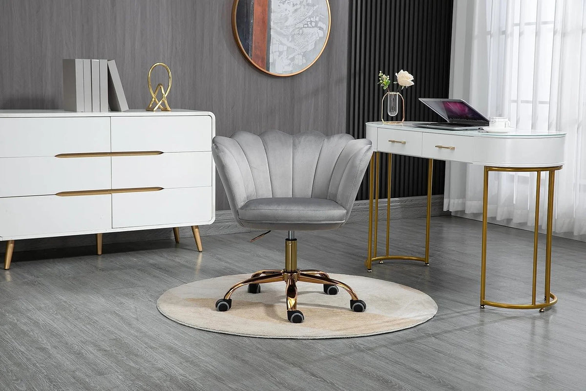 Velvet Upholstered Swivel Task Chair with Wheels J625944