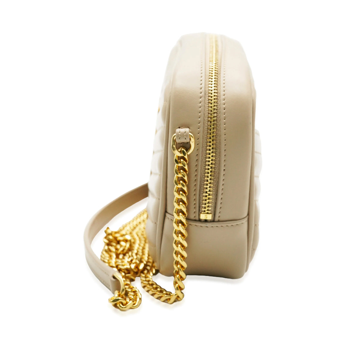 Beige Chevron Calfskin Mini Camera Bag G257