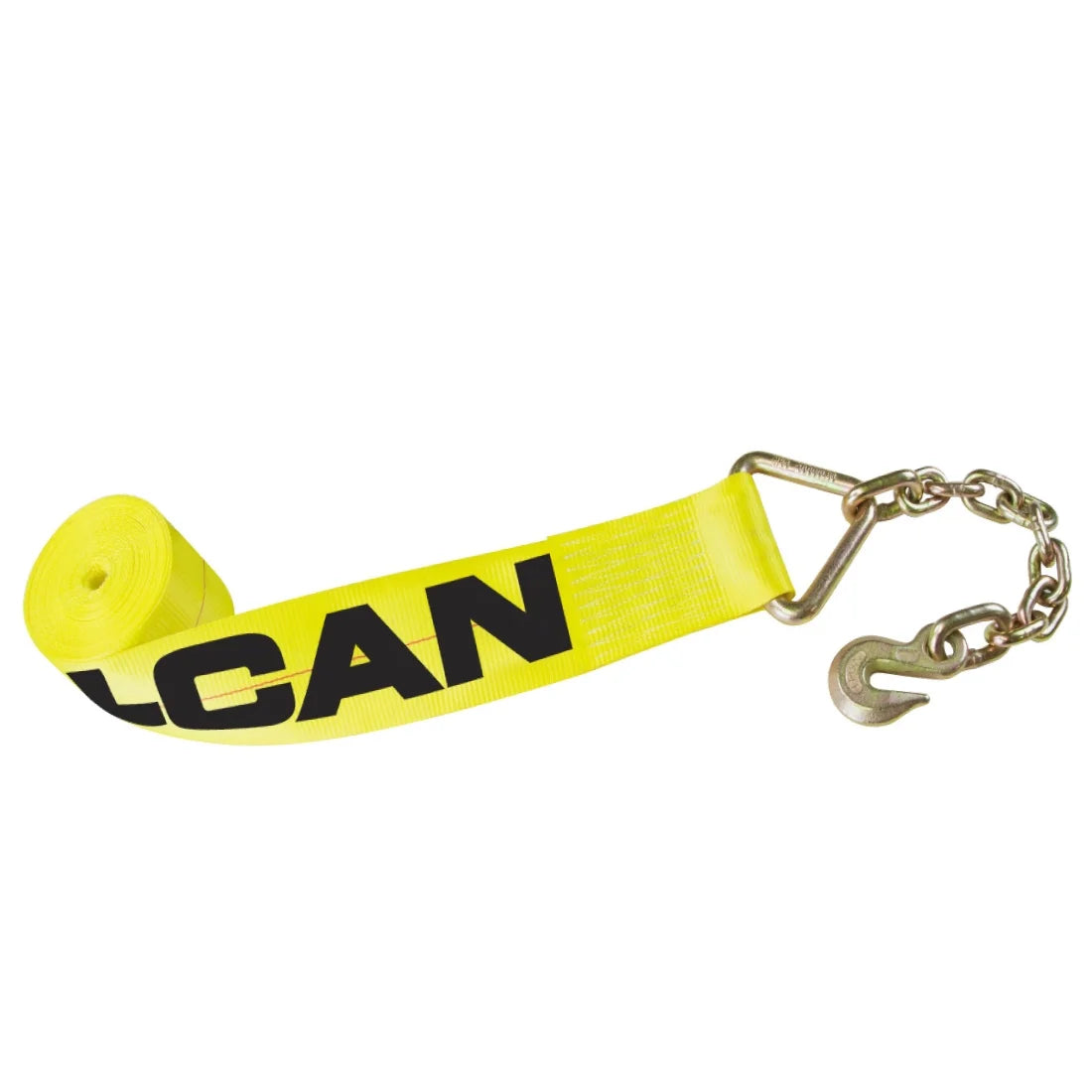 4 Inch x 30 Foot Yellow Winch Strap with Chain Anchor W3302