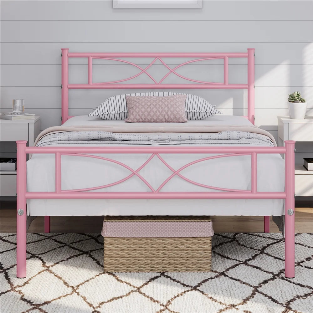 King Metal Bed Frame with Headboard and Footboard I171