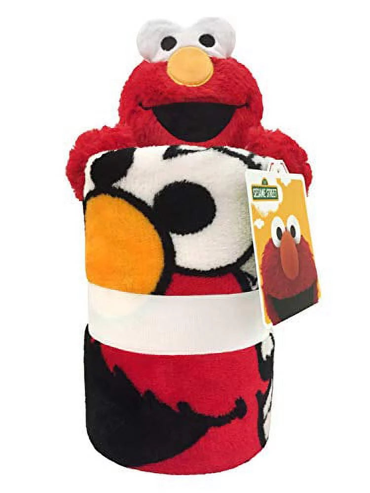 Elmo Pillow Buddy and Red Grey Throw Blanket Set E917007
