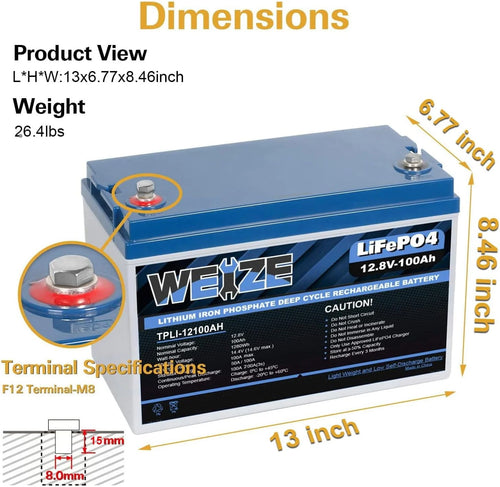 12V 100Ah LiFePO4 Lithium Battery with Smart BMS J321515