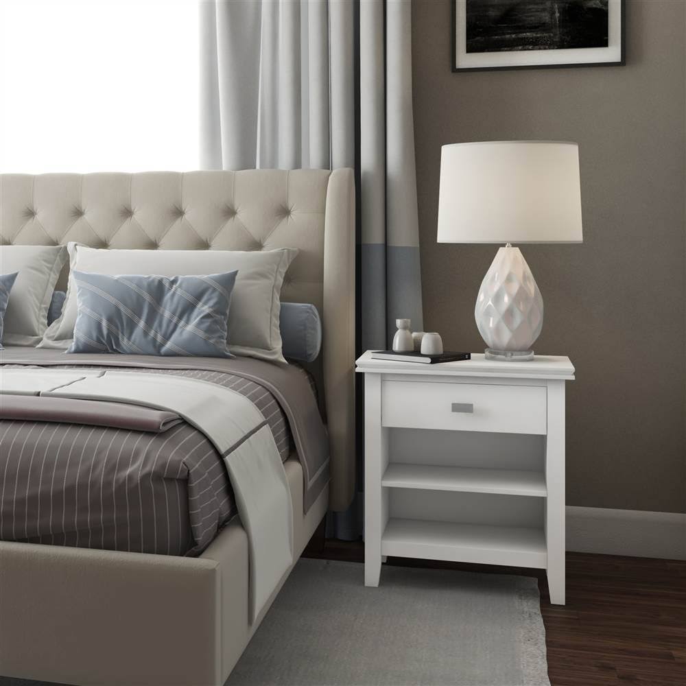 White Solid Wood Bedside Table Z6095