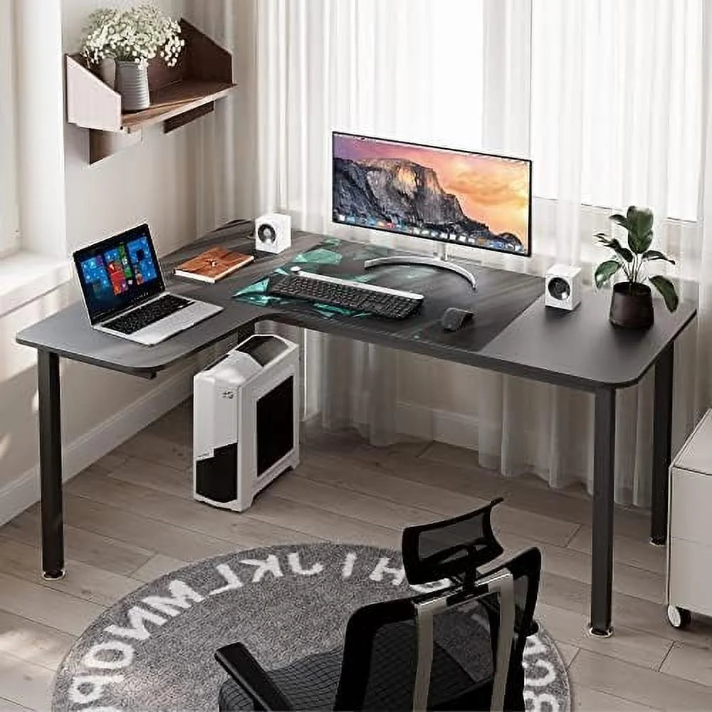 61 Inch L Shape Computer Corner Desk with Mouse Pad Brown C195
